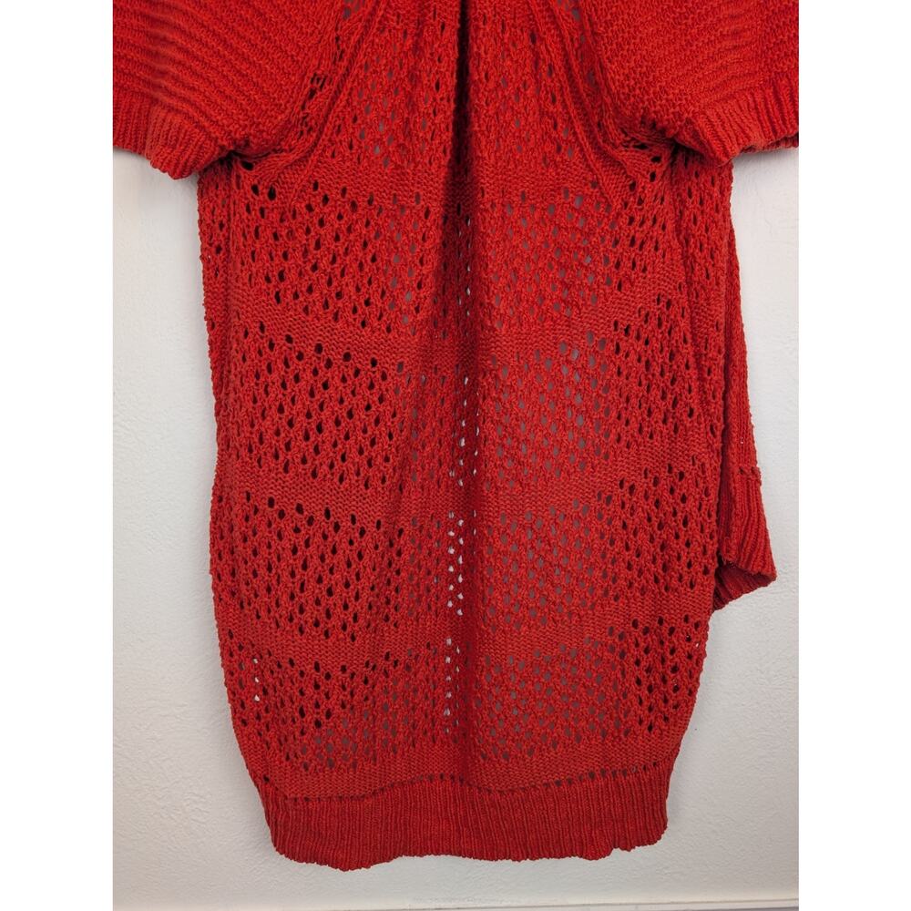 Anthro Guinevere In Summary Cardigan Sweater Crochet Boho Cottage Red Size S - Picture 7 of 11